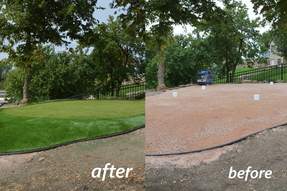 Fresno backyard putting green before and after