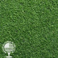 Close-up view of dense, vibrant artificial grass with tightly woven blades, designed for realistic appearance and durable outdoor landscaping use.