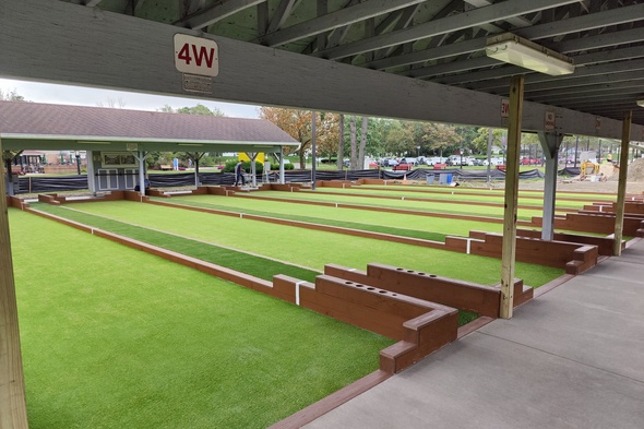 Fresno Bocce Ball Game using artificial grass